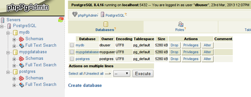 screengrab phpPgAdmin